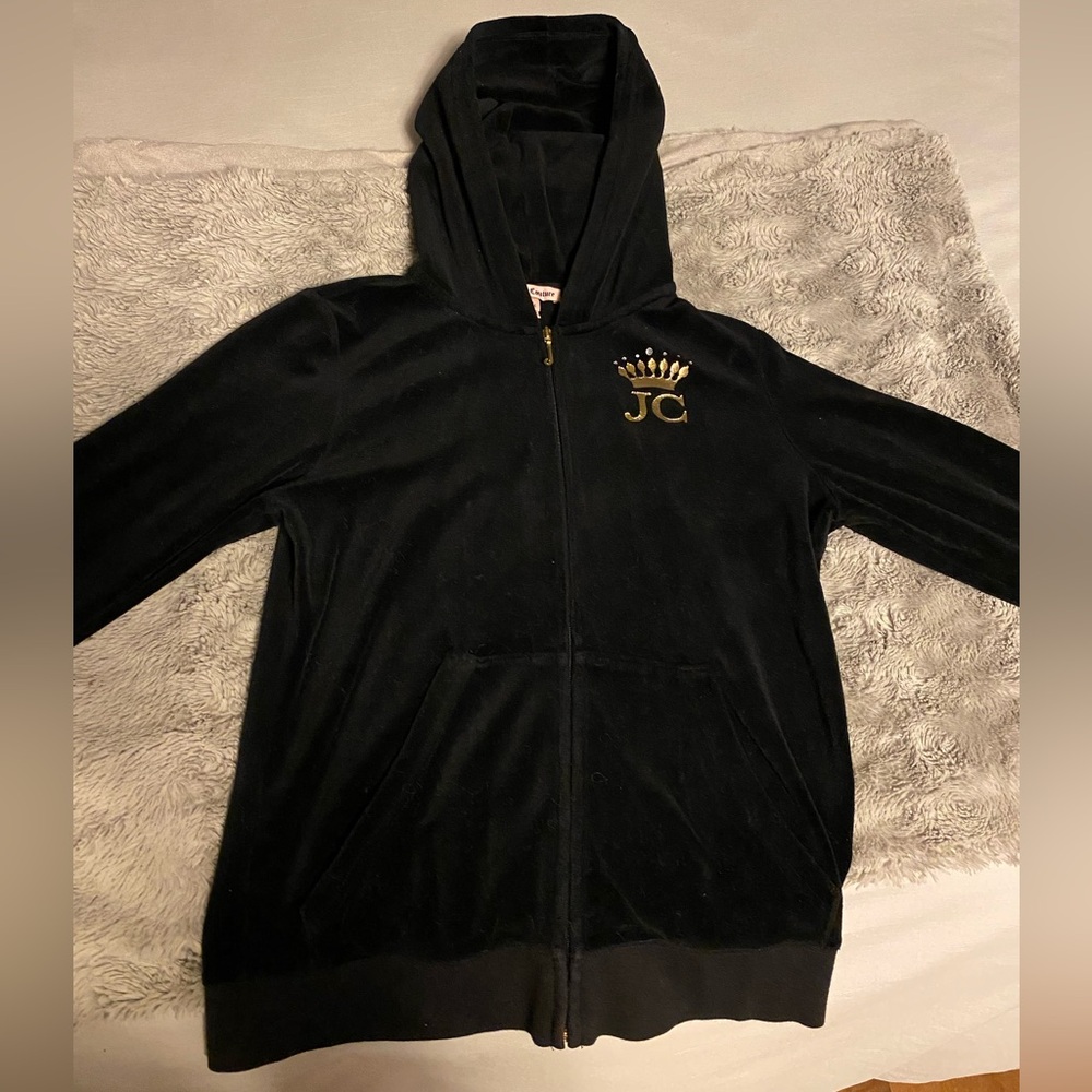 Vintage Juicy Couture Black Hoodie Jacket with Gold Logo